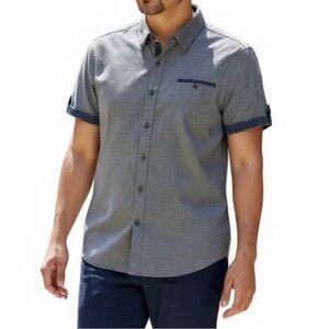 Craft & Flow short sleeve button-up shirt gray size large
